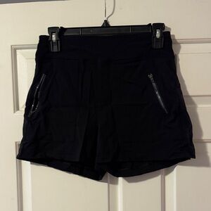 Athleta Black High-Waist Performance Shorts with Zip Pockets